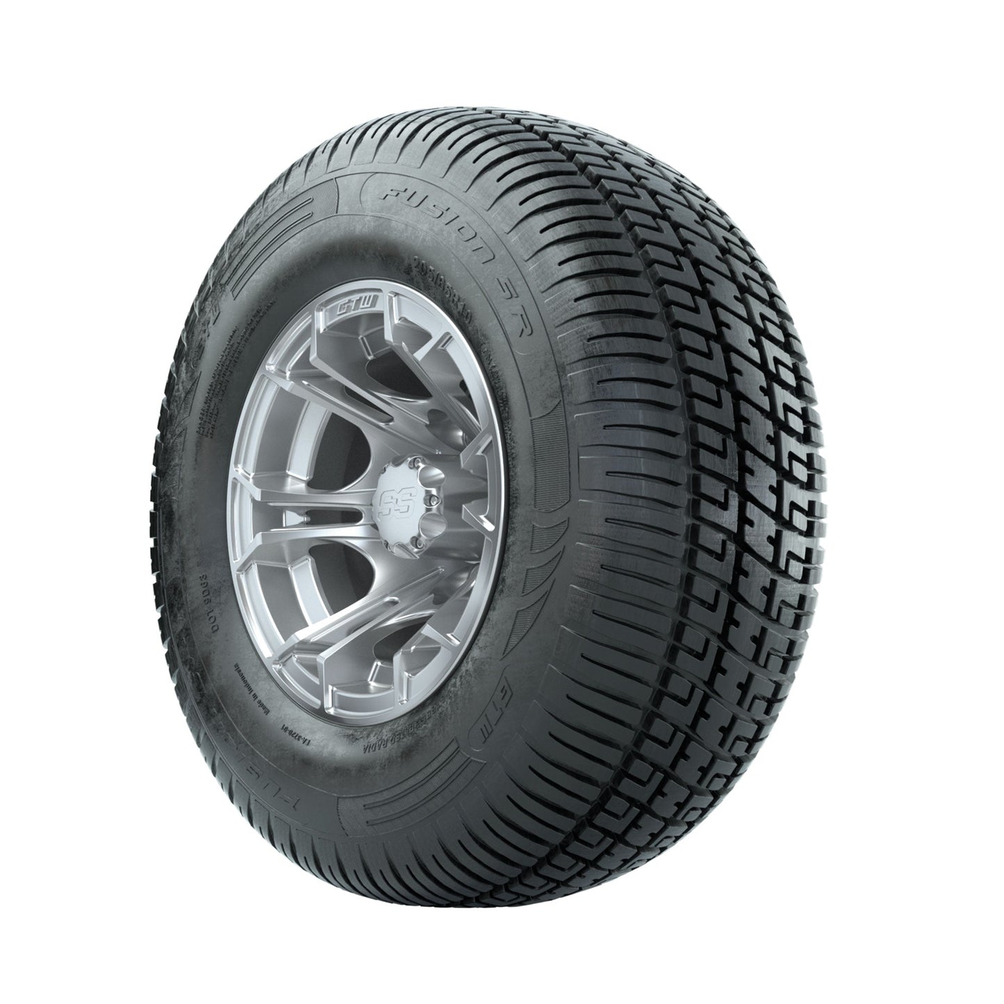 GTW Spyder Silver Brush 10 in Wheels with 205/65-R10 Fusion SR Steel Belted Radial Tires Full Set