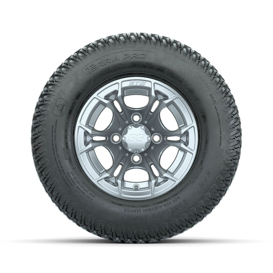 GTW Spyder Silver Brush 10 in Wheels with 20x10-10 Terra Pro S-Tread Traction Tires Full Set