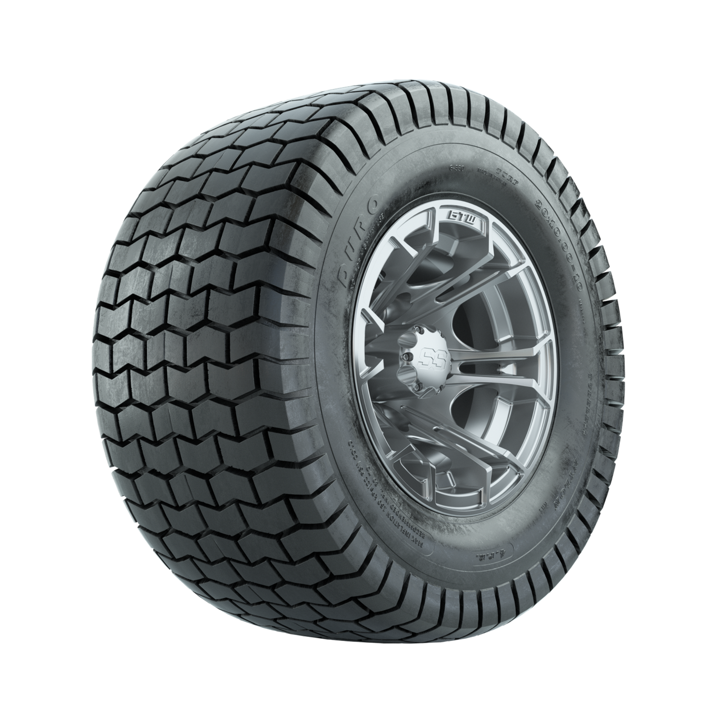 GTW Spyder Silver Brush 10 in Wheels with 20x10-10 Duro Soft Street Tires Full Set