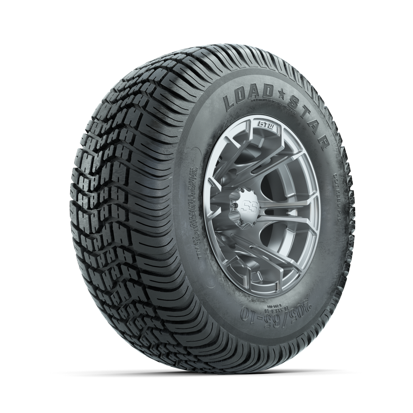 GTW Spyder Silver Brush 10 in Wheels with 205/65-10 Kenda Load Star Street Tires Full Set
