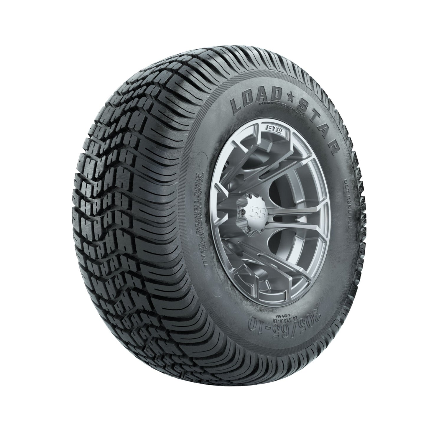GTW Spyder Silver Brush 10 in Wheels with 205/65-10 Kenda Load Star Street Tires Full Set