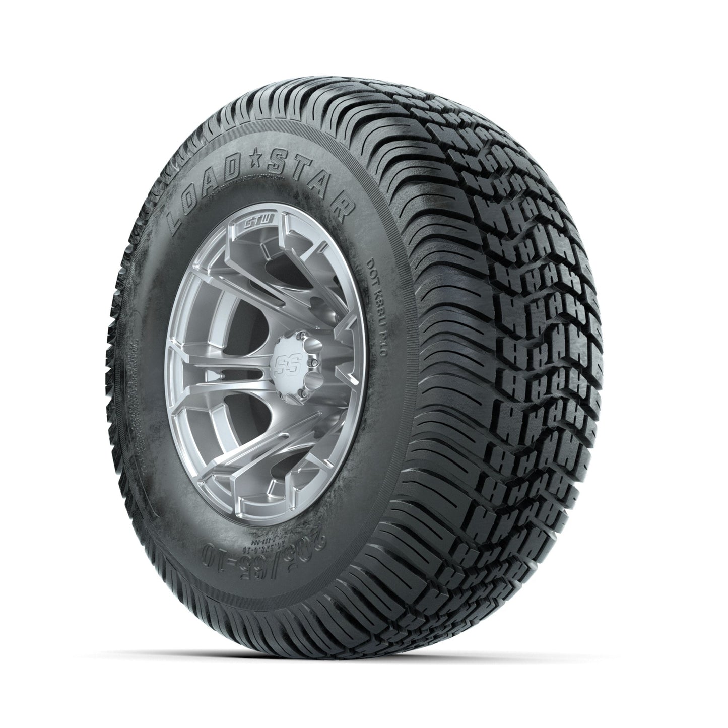 GTW Spyder Silver Brush 10 in Wheels with 205/65-10 Kenda Load Star Street Tires Full Set
