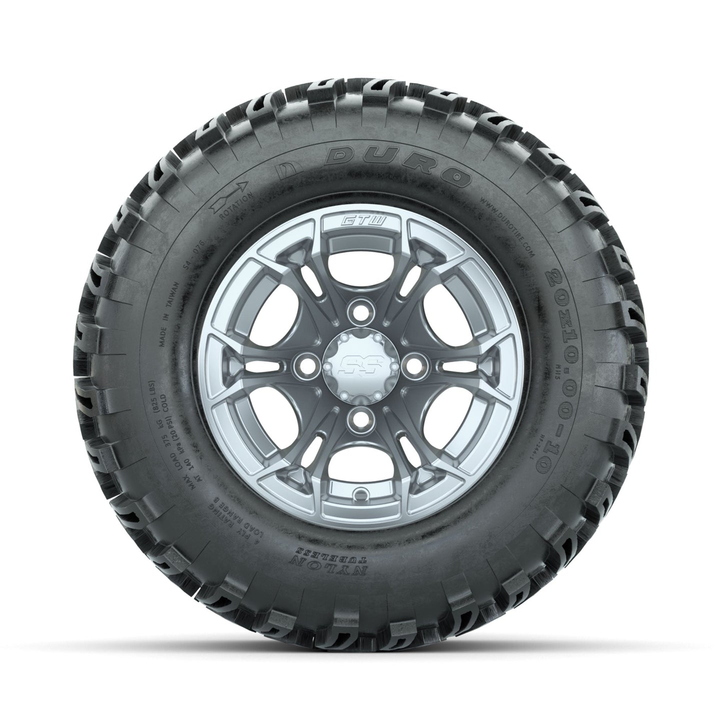 GTW Spyder Silver Brush 10 in Wheels with 20x10-10 Duro Desert All Terrain Tires Full Set