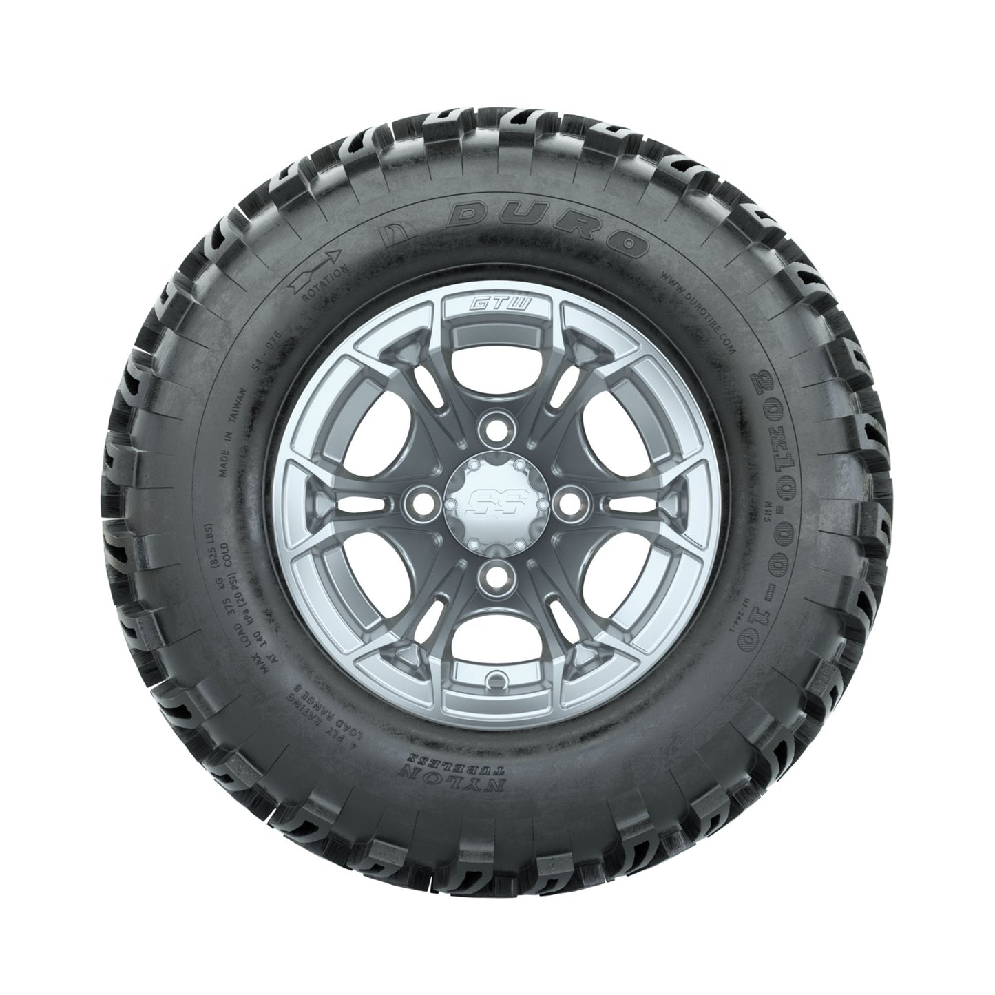 GTW Spyder Silver Brush 10 in Wheels with 20x10-10 Duro Desert All Terrain Tires Full Set