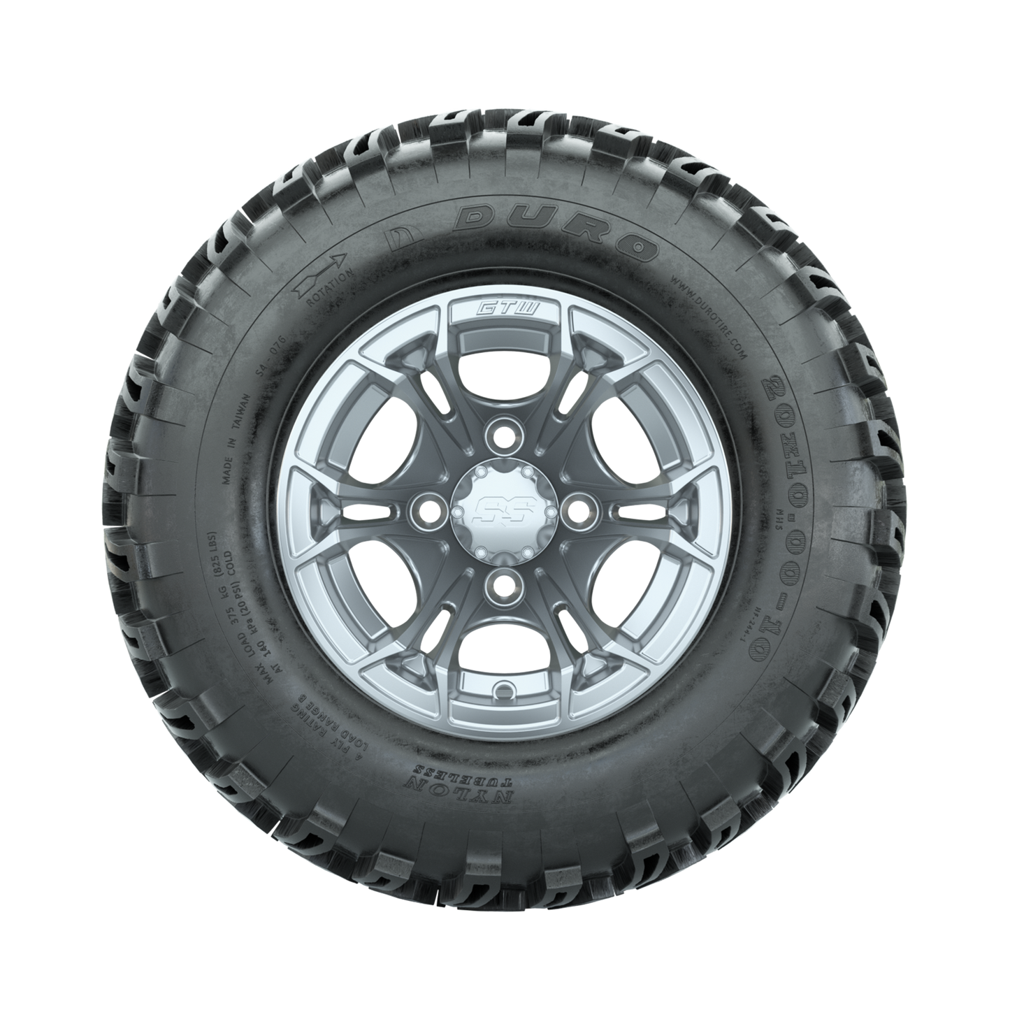 GTW Spyder Silver Brush 10 in Wheels with 20x10-10 Duro Desert All Terrain Tires Full Set