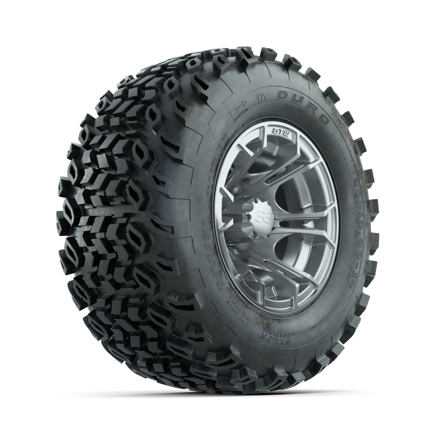 GTW Spyder Silver Brush 10 in Wheels with 20x10-10 Duro Desert All Terrain Tires Full Set