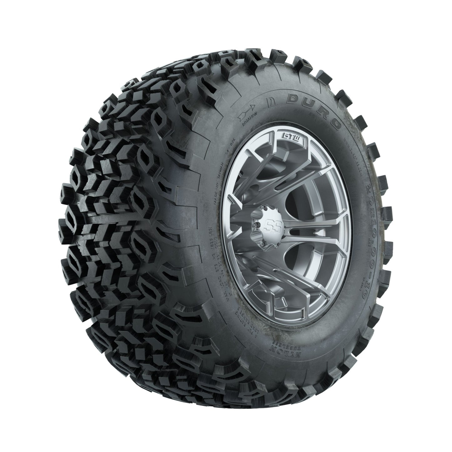 GTW Spyder Silver Brush 10 in Wheels with 20x10-10 Duro Desert All Terrain Tires Full Set