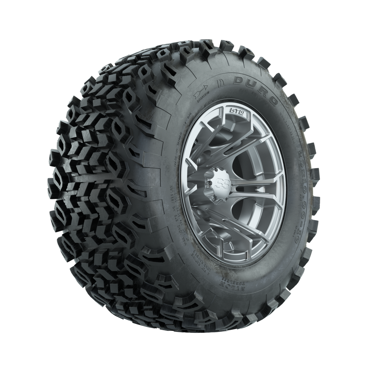 GTW Spyder Silver Brush 10 in Wheels with 20x10-10 Duro Desert All Terrain Tires Full Set