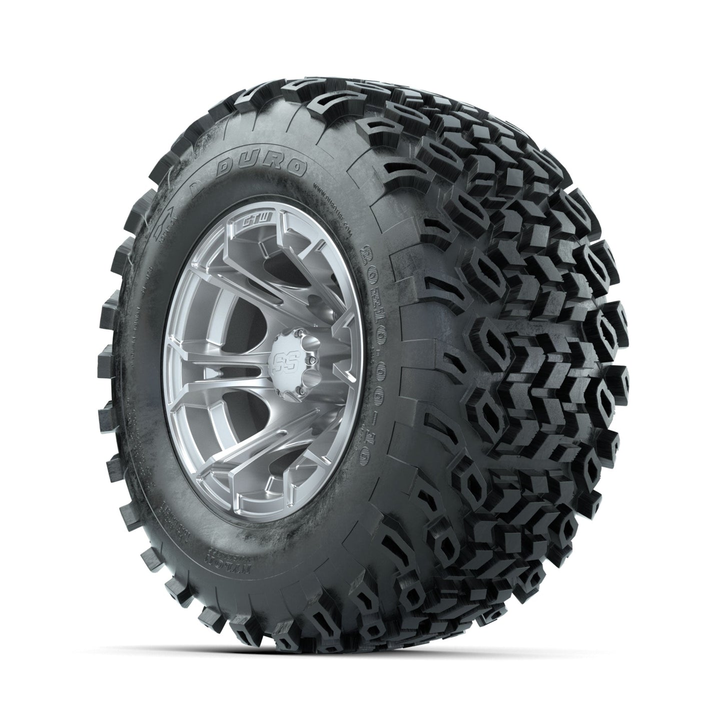 GTW Spyder Silver Brush 10 in Wheels with 20x10-10 Duro Desert All Terrain Tires Full Set