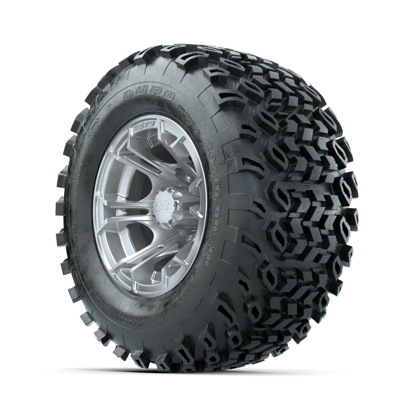 GTW Spyder Silver Brush 10 in Wheels with 20x10-10 Duro Desert All Terrain Tires Full Set