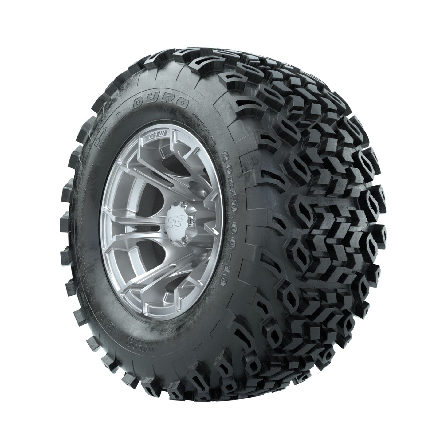 GTW Spyder Silver Brush 10 in Wheels with 20x10-10 Duro Desert All Terrain Tires Full Set