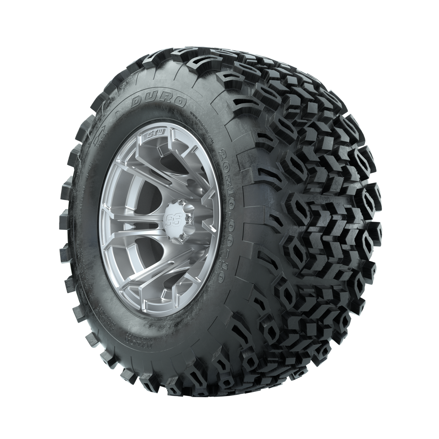 GTW Spyder Silver Brush 10 in Wheels with 20x10-10 Duro Desert All Terrain Tires Full Set