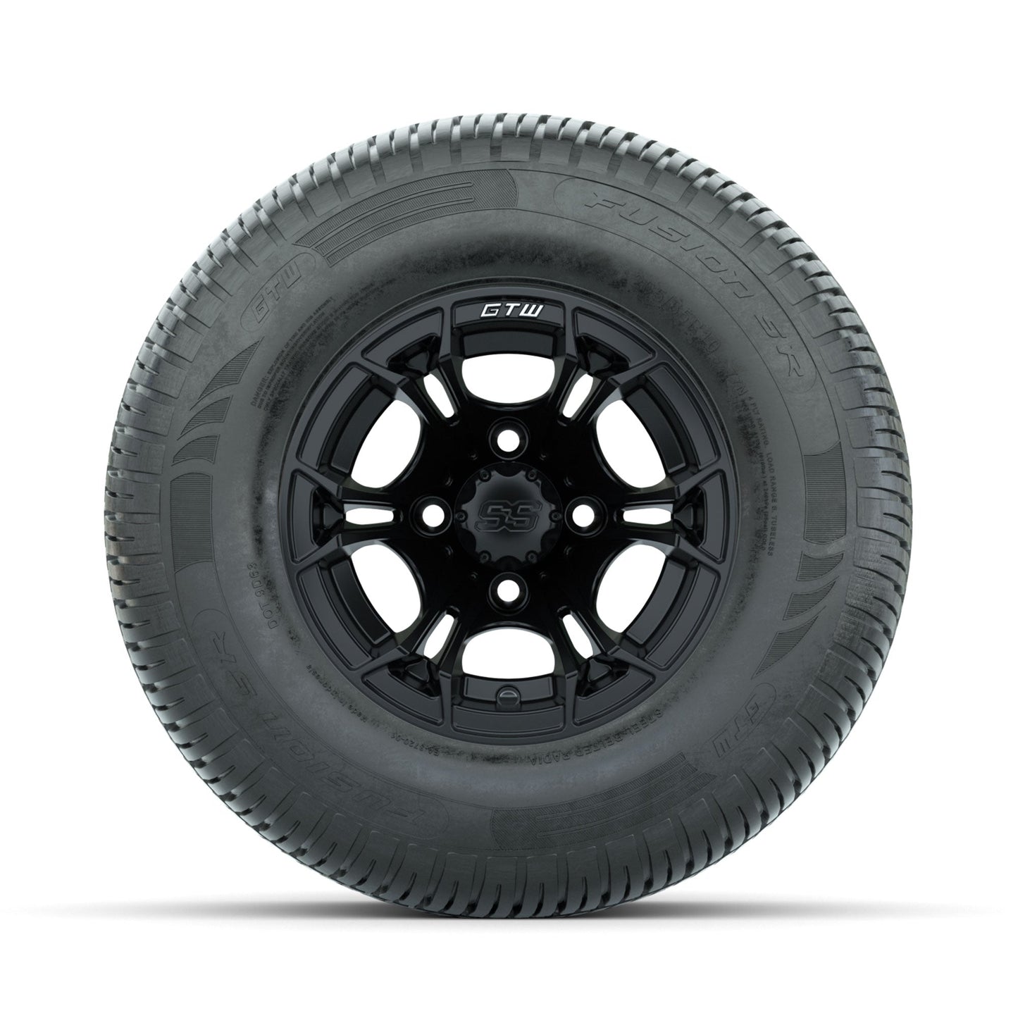 GTW Spyder Matte Black 10 in Wheels with 205/65-R10 Fusion SR Steel Belted Radial Tires Full Set