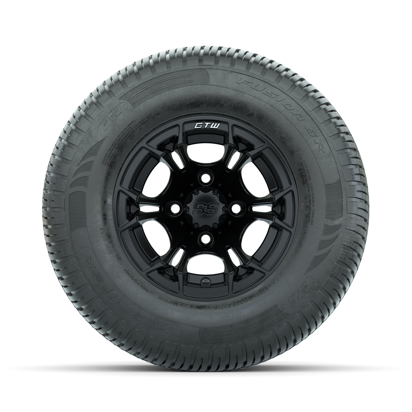 GTW Spyder Matte Black 10 in Wheels with 205/65-R10 Fusion SR Steel Belted Radial Tires Full Set