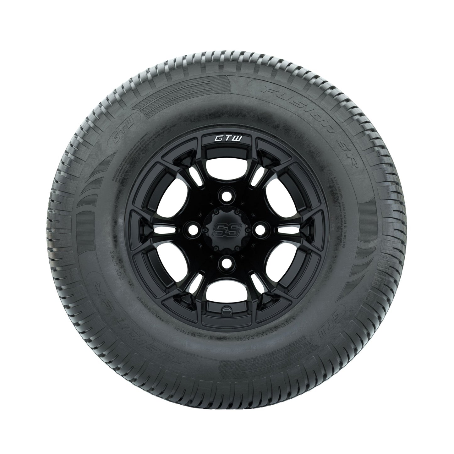 GTW Spyder Matte Black 10 in Wheels with 205/65-R10 Fusion SR Steel Belted Radial Tires Full Set