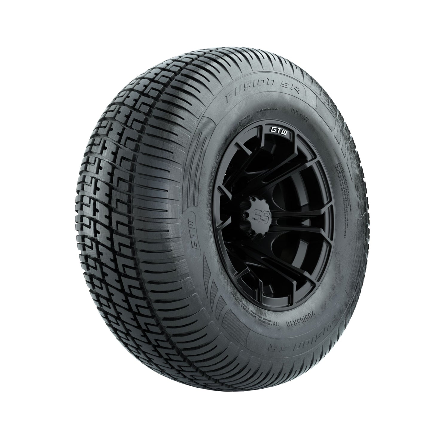 GTW Spyder Matte Black 10 in Wheels with 205/65-R10 Fusion SR Steel Belted Radial Tires Full Set