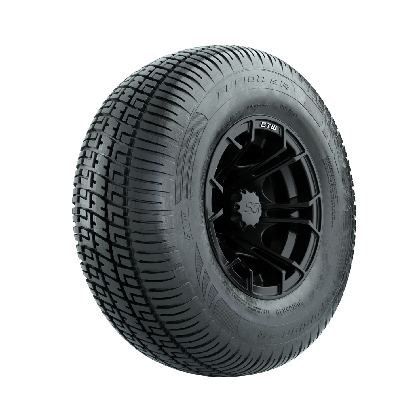 GTW Spyder Matte Black 10 in Wheels with 205/65-R10 Fusion SR Steel Belted Radial Tires Full Set
