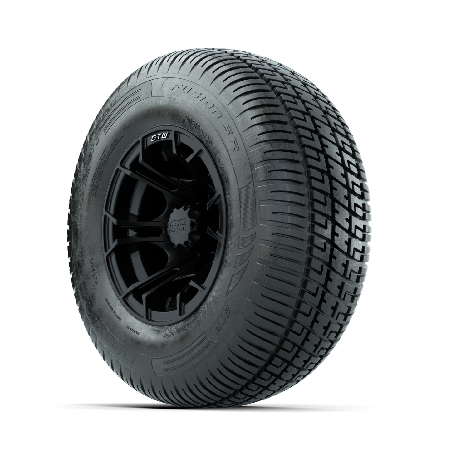 GTW Spyder Matte Black 10 in Wheels with 205/65-R10 Fusion SR Steel Belted Radial Tires Full Set