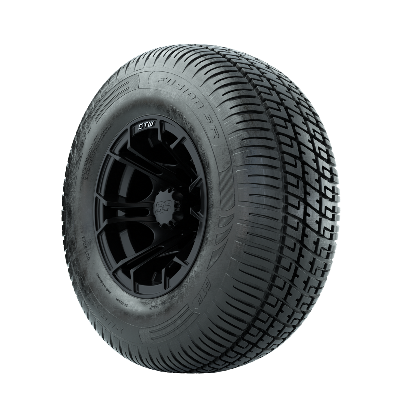 GTW Spyder Matte Black 10 in Wheels with 205/65-R10 Fusion SR Steel Belted Radial Tires Full Set