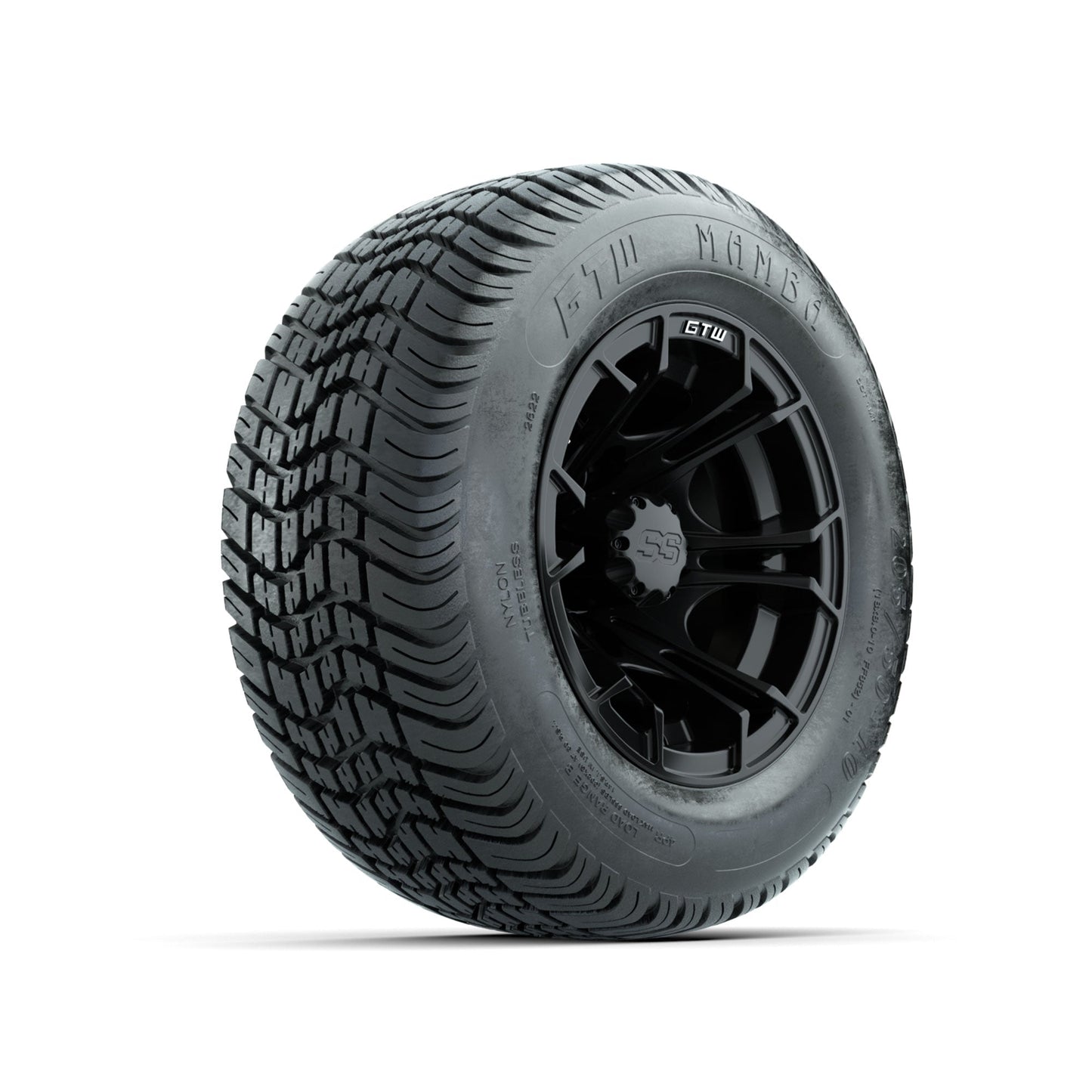 GTW Spyder Matte Black 10 in Wheels with 205/50-10 Mamba Street Tires Full Set
