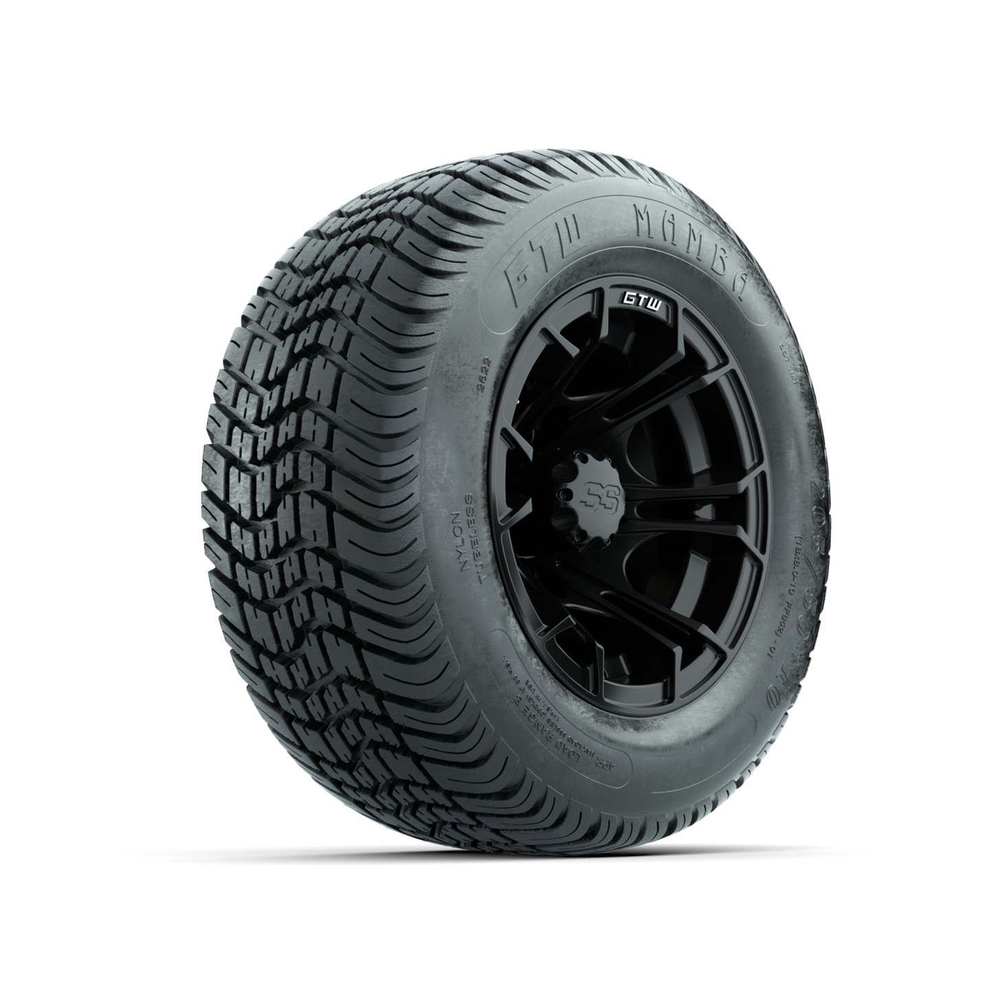 GTW Spyder Matte Black 10 in Wheels with 205/50-10 Mamba Street Tires Full Set