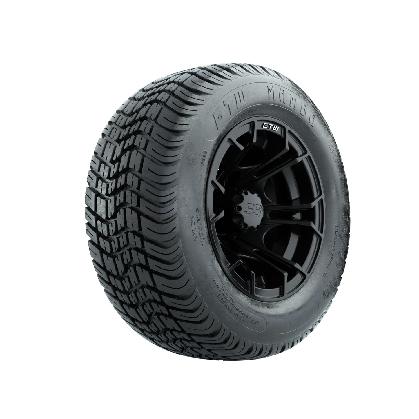GTW Spyder Matte Black 10 in Wheels with 205/50-10 Mamba Street Tires Full Set
