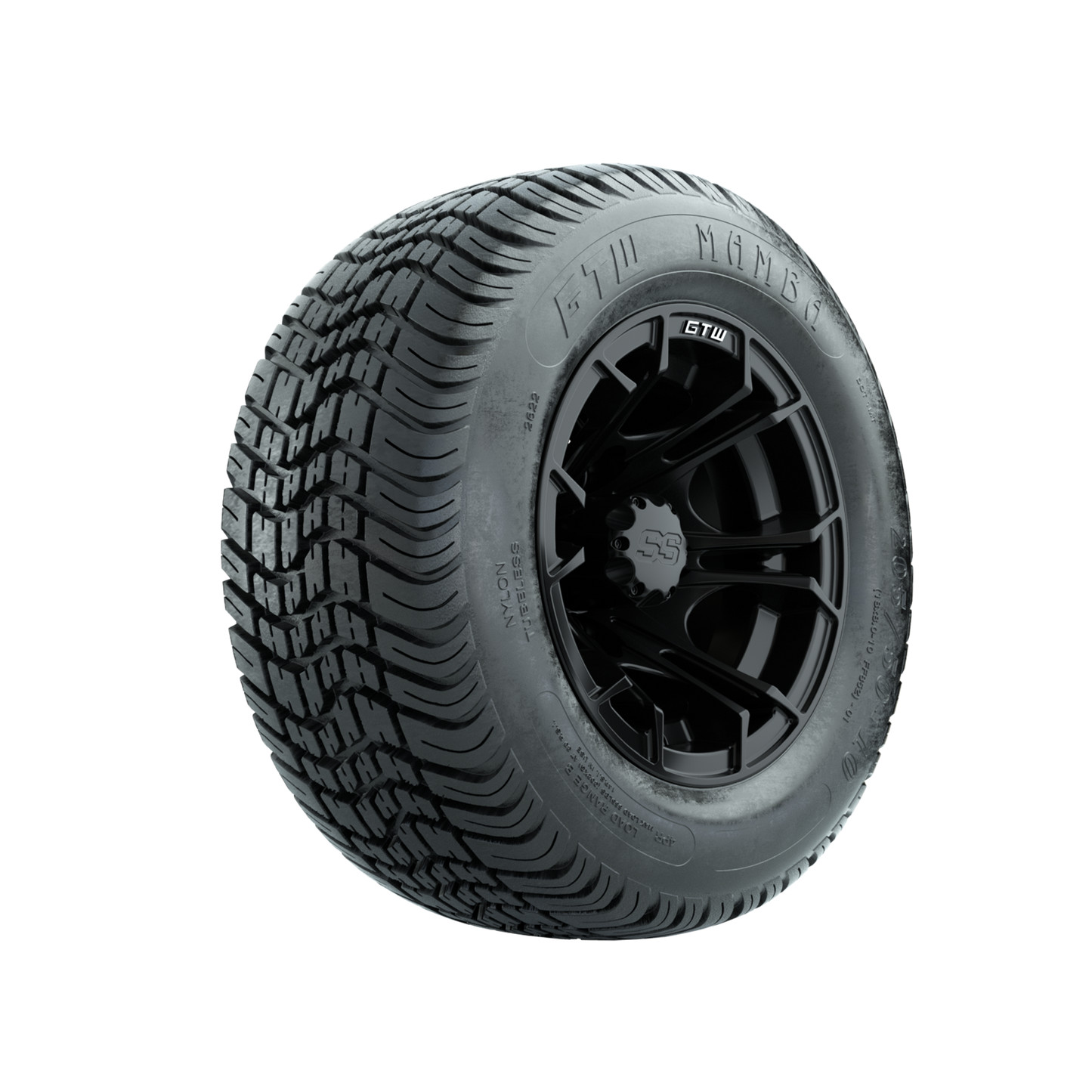 GTW Spyder Matte Black 10 in Wheels with 205/50-10 Mamba Street Tires Full Set