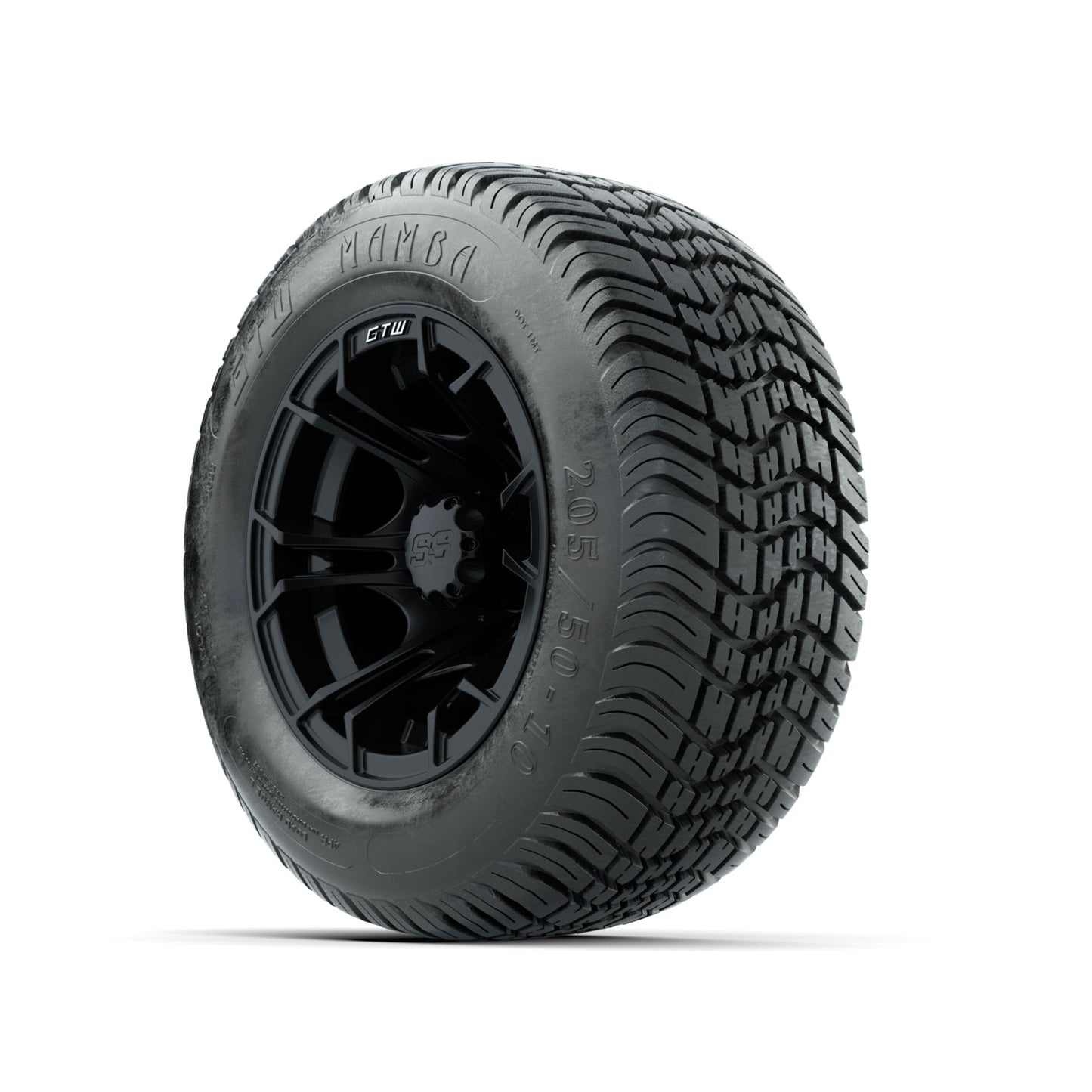 GTW Spyder Matte Black 10 in Wheels with 205/50-10 Mamba Street Tires Full Set