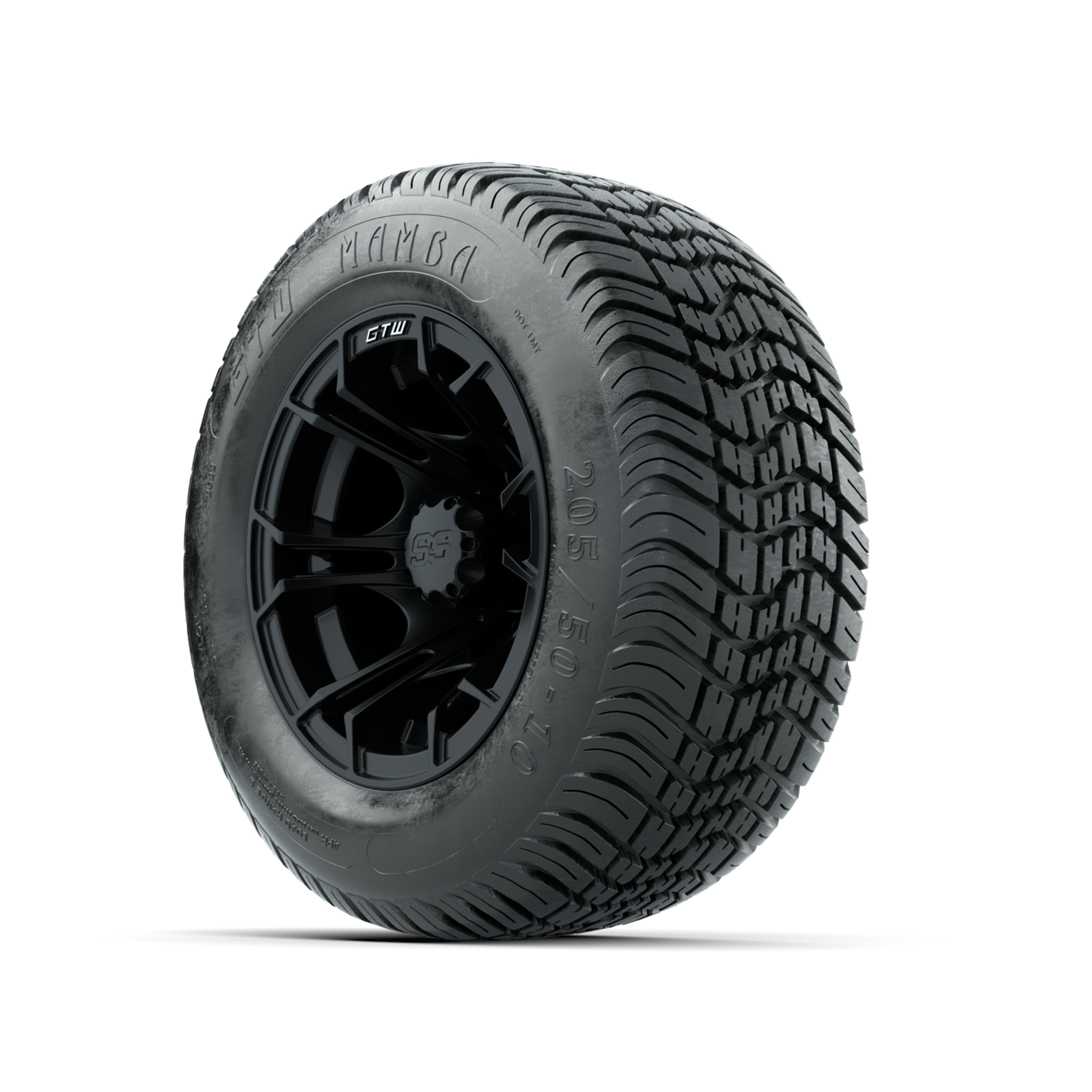 GTW Spyder Matte Black 10 in Wheels with 205/50-10 Mamba Street Tires Full Set