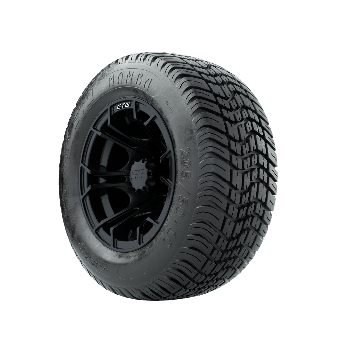 GTW Spyder Matte Black 10 in Wheels with 205/50-10 Mamba Street Tires Full Set