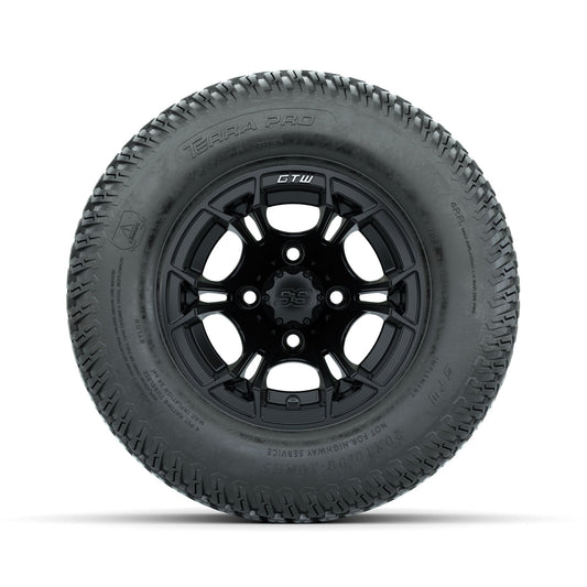 GTW Spyder Matte Black 10 in Wheels with 20x10-10 Terra Pro S-Tread Traction Tires Full Set