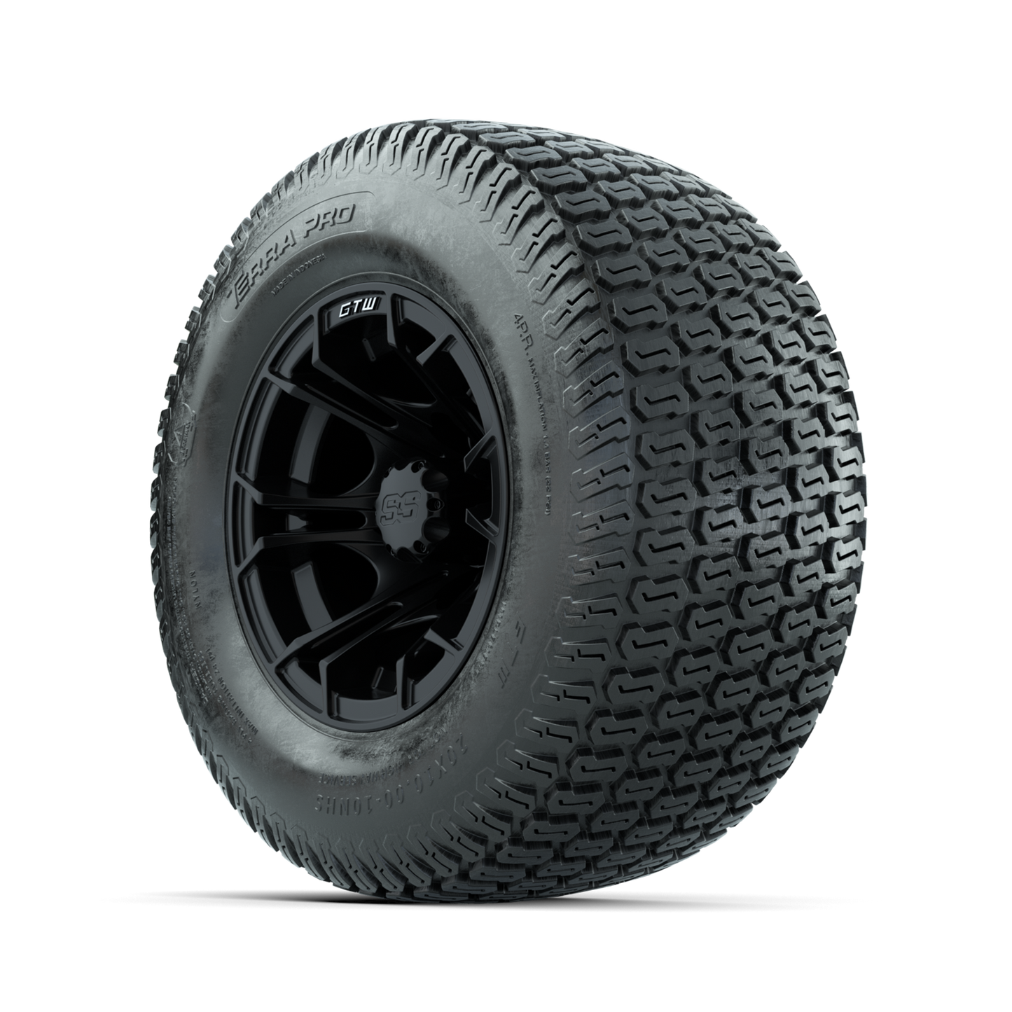 GTW Spyder Matte Black 10 in Wheels with 20x10-10 Terra Pro S-Tread Traction Tires Full Set