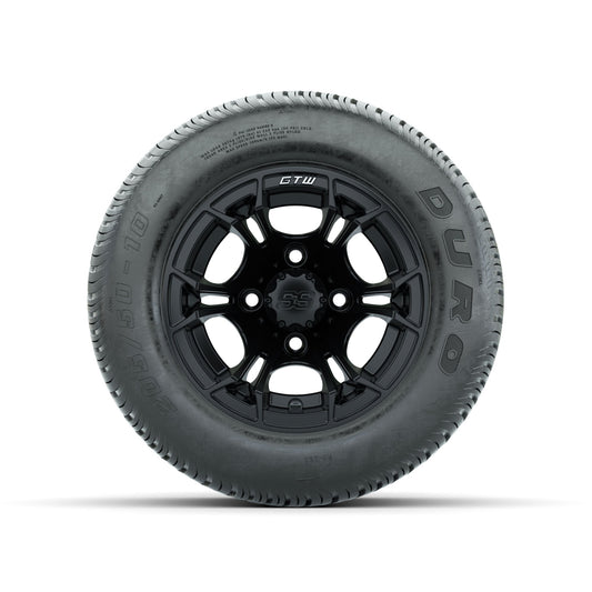 GTW Spyder Matte Black 10 in Wheels with 205/50-10 Duro Low-profile Tires Full Set