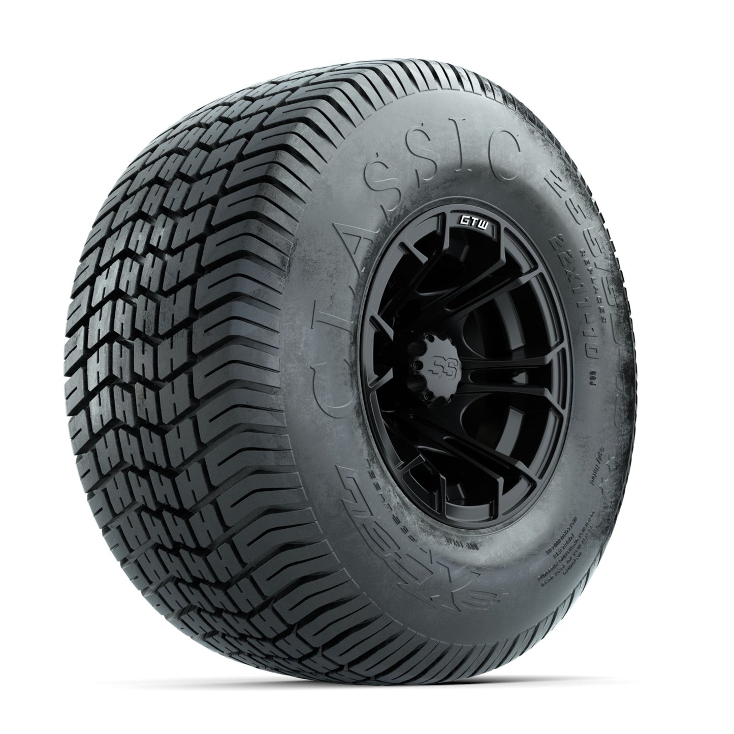 GTW Spyder Matte Black 10 in Wheels with 22x11-10 Excel Classic Street Tires Full Set