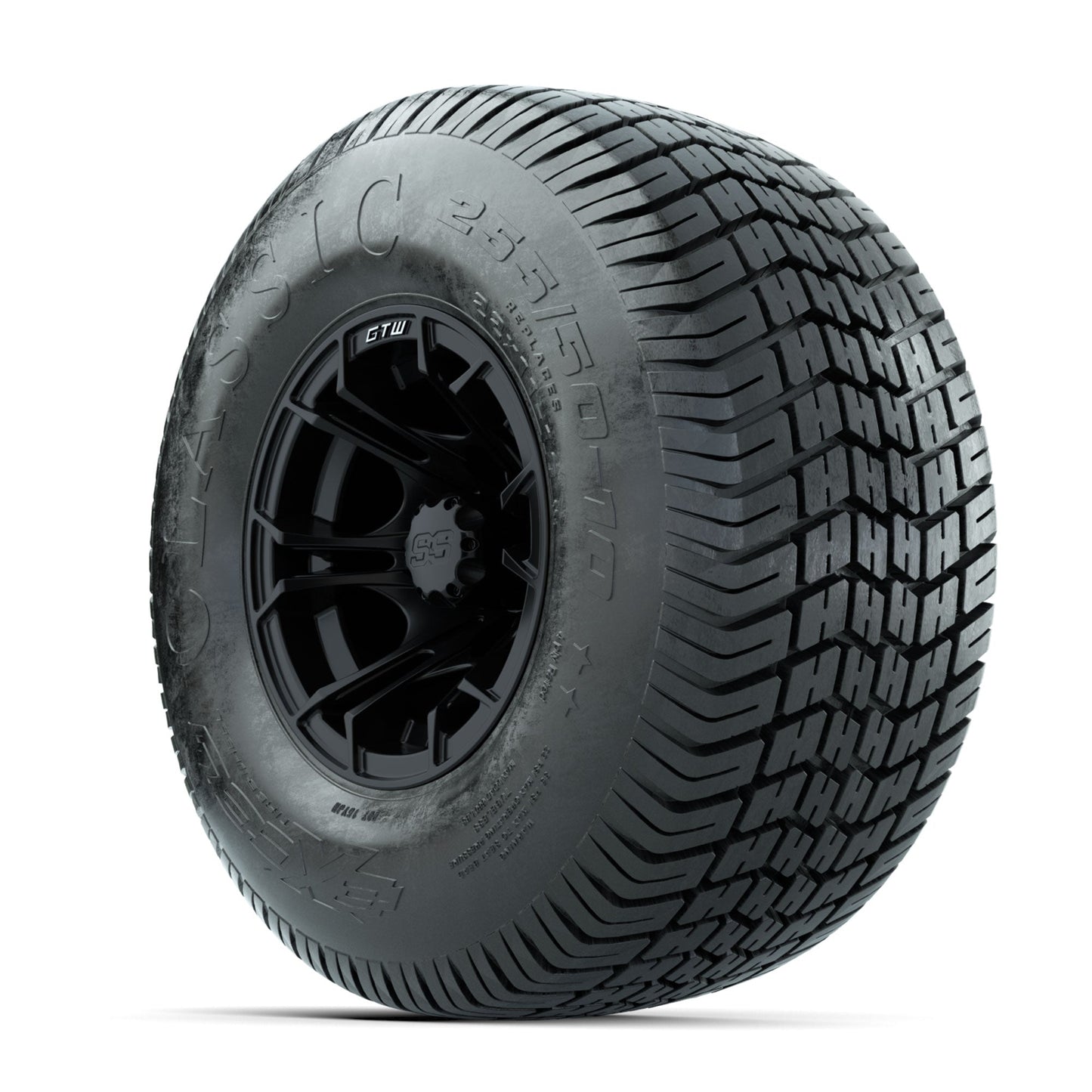 GTW Spyder Matte Black 10 in Wheels with 22x11-10 Excel Classic Street Tires Full Set