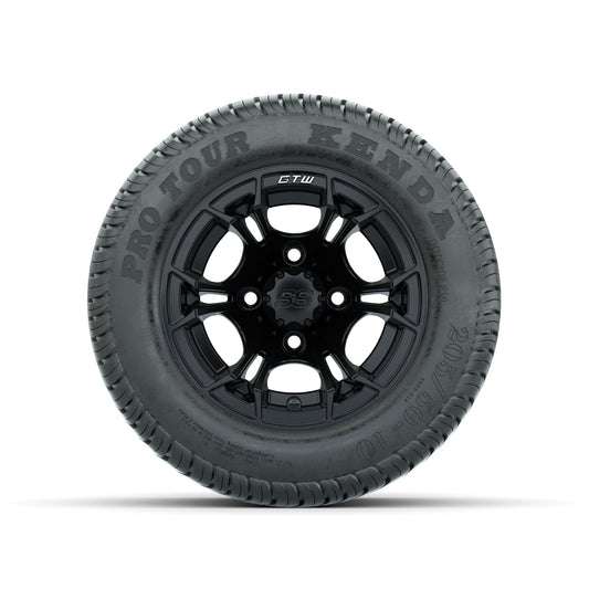 GTW Spyder Matte Black 10 in Wheels with 205/50-10 Kenda Pro Tour Low-profile Tires Full Set