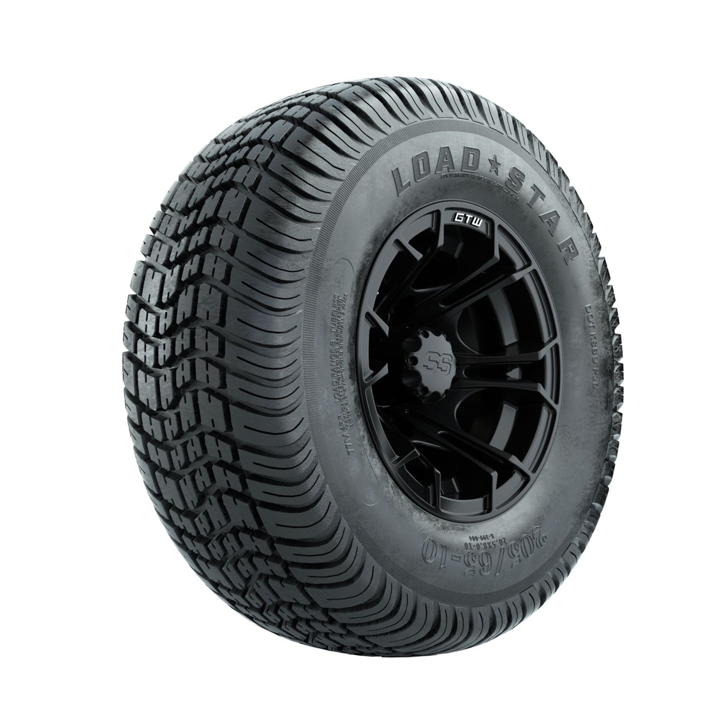 GTW Spyder Matte Black 10 in Wheels with 205/65-10 Kenda Load Star Street Tires Full Set
