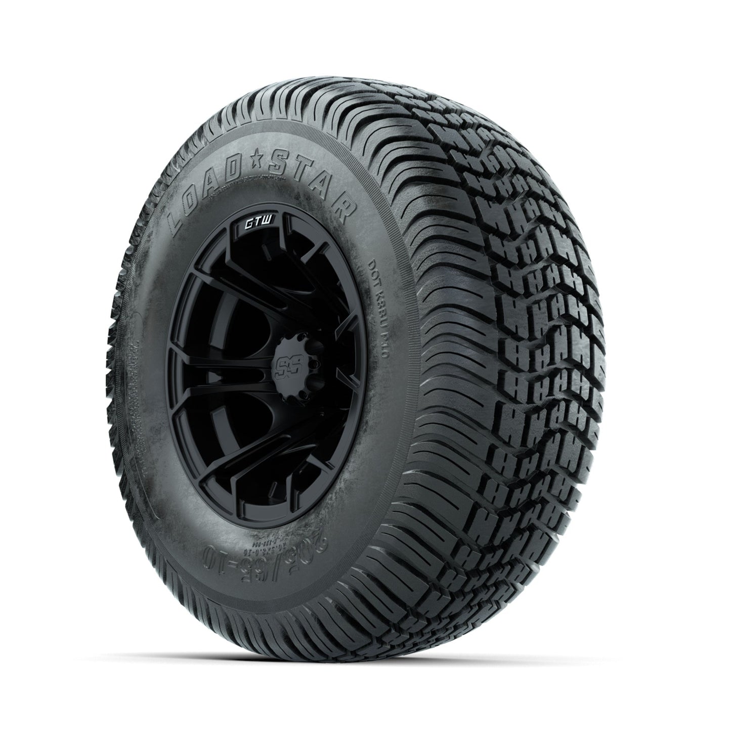 GTW Spyder Matte Black 10 in Wheels with 205/65-10 Kenda Load Star Street Tires Full Set