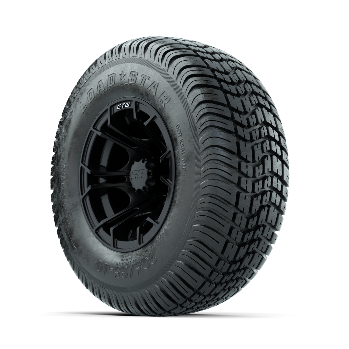 GTW Spyder Matte Black 10 in Wheels with 205/65-10 Kenda Load Star Street Tires Full Set
