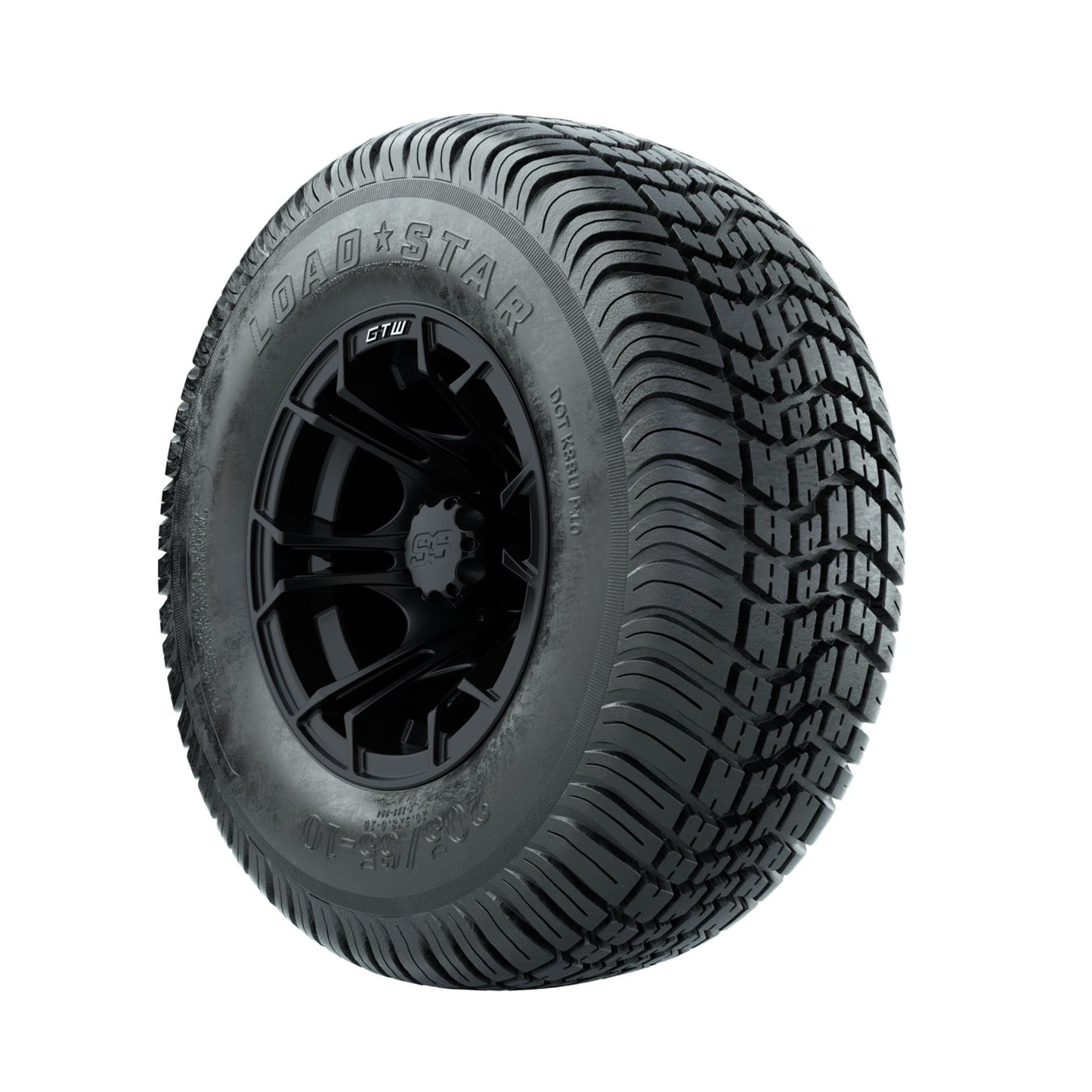 GTW Spyder Matte Black 10 in Wheels with 205/65-10 Kenda Load Star Street Tires Full Set