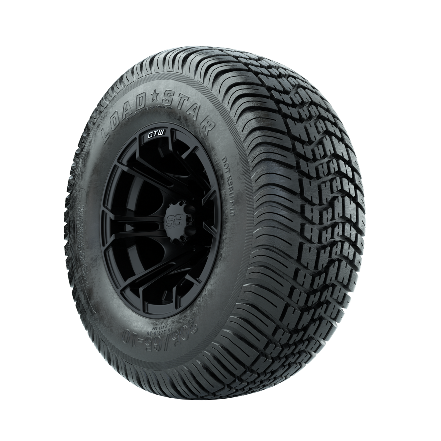 GTW Spyder Matte Black 10 in Wheels with 205/65-10 Kenda Load Star Street Tires Full Set