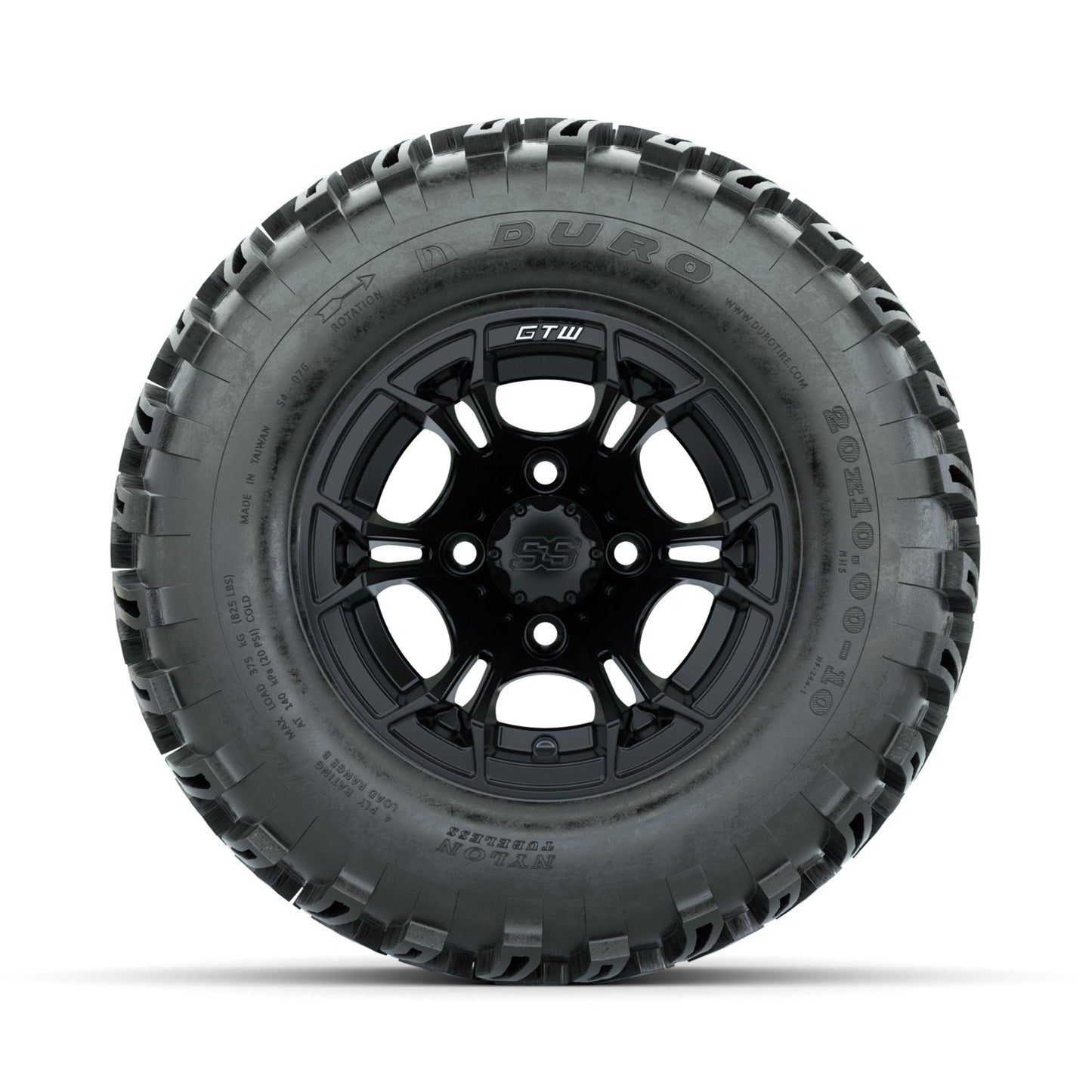 GTW Spyder Matte Black 10 in Wheels with 20x10-10 Duro Desert All Terrain Tires Full Set
