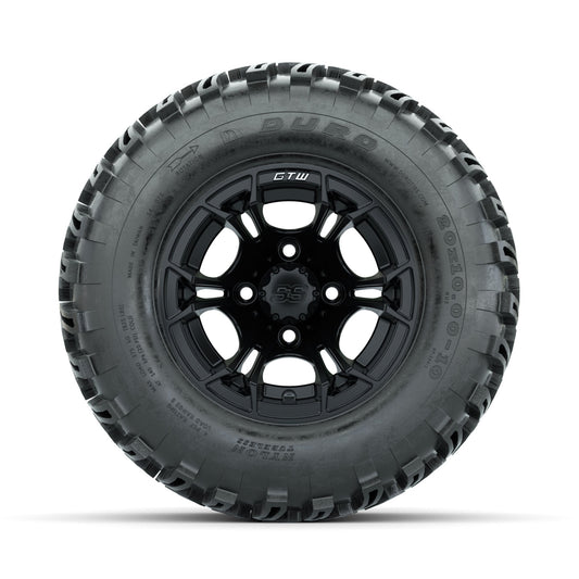 GTW Spyder Matte Black 10 in Wheels with 20x10-10 Duro Desert All Terrain Tires Full Set