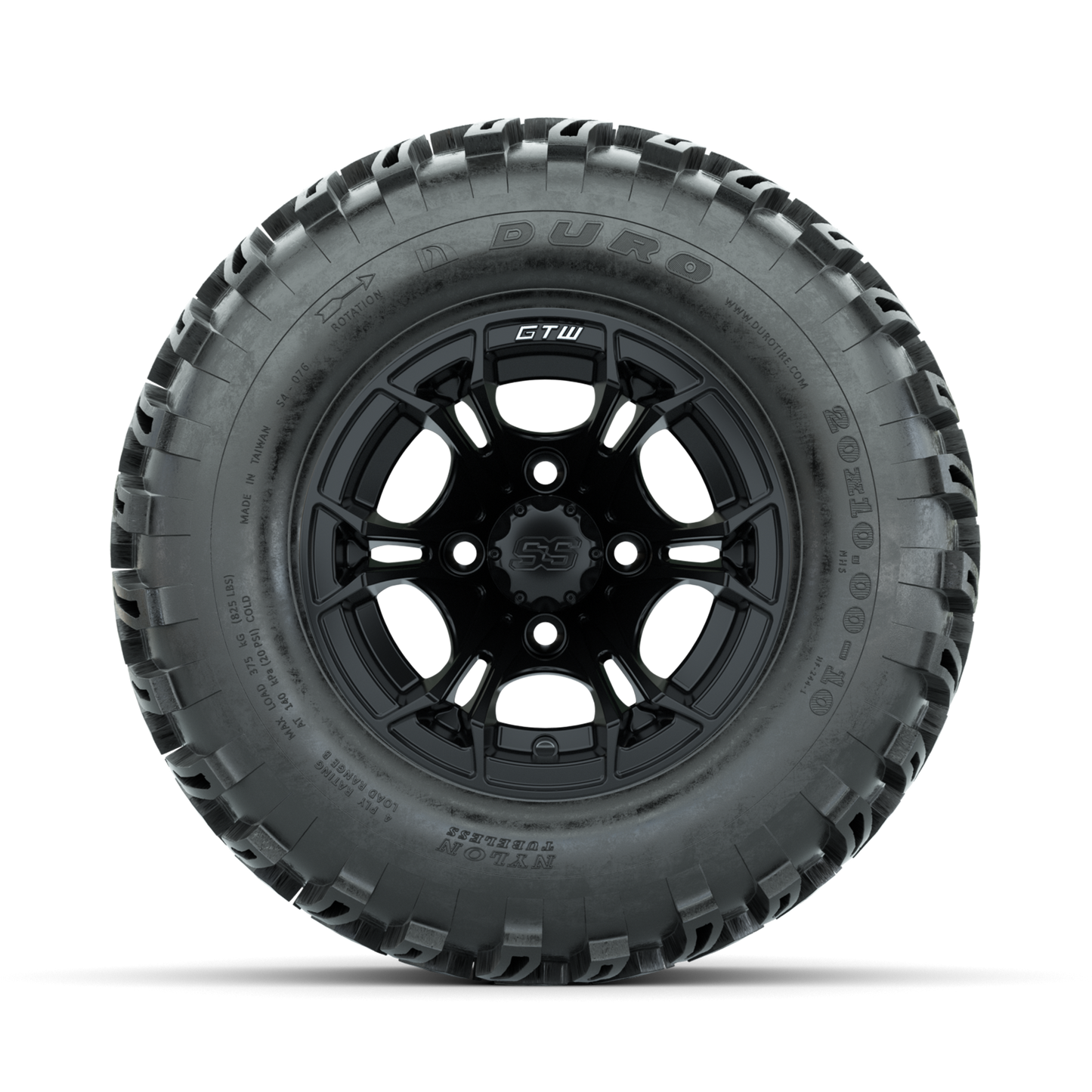 GTW Spyder Matte Black 10 in Wheels with 20x10-10 Duro Desert All Terrain Tires Full Set
