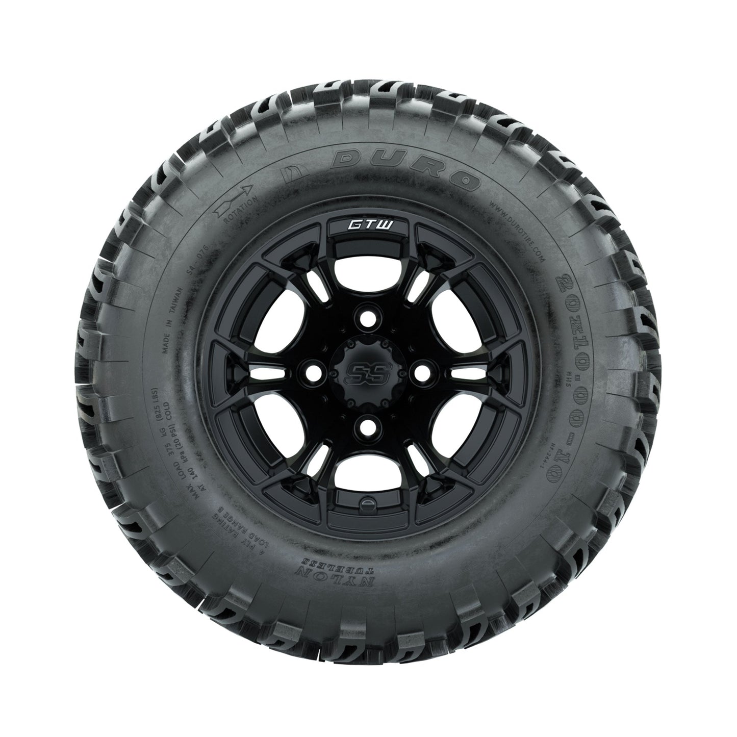 GTW Spyder Matte Black 10 in Wheels with 20x10-10 Duro Desert All Terrain Tires Full Set