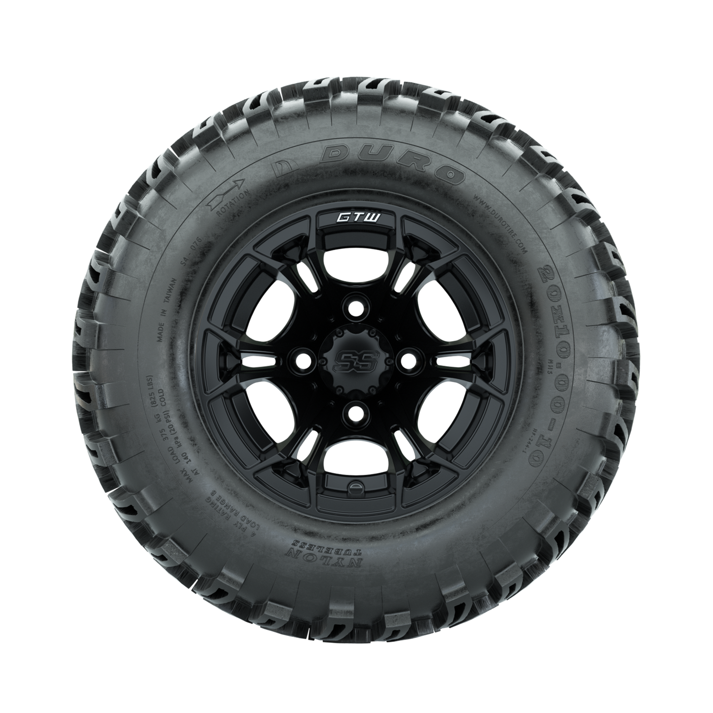 GTW Spyder Matte Black 10 in Wheels with 20x10-10 Duro Desert All Terrain Tires Full Set