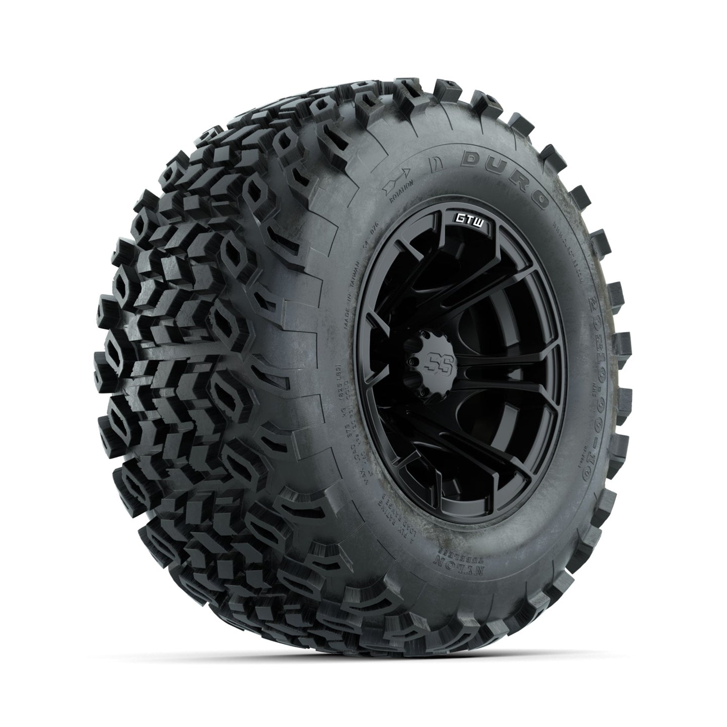 GTW Spyder Matte Black 10 in Wheels with 20x10-10 Duro Desert All Terrain Tires Full Set