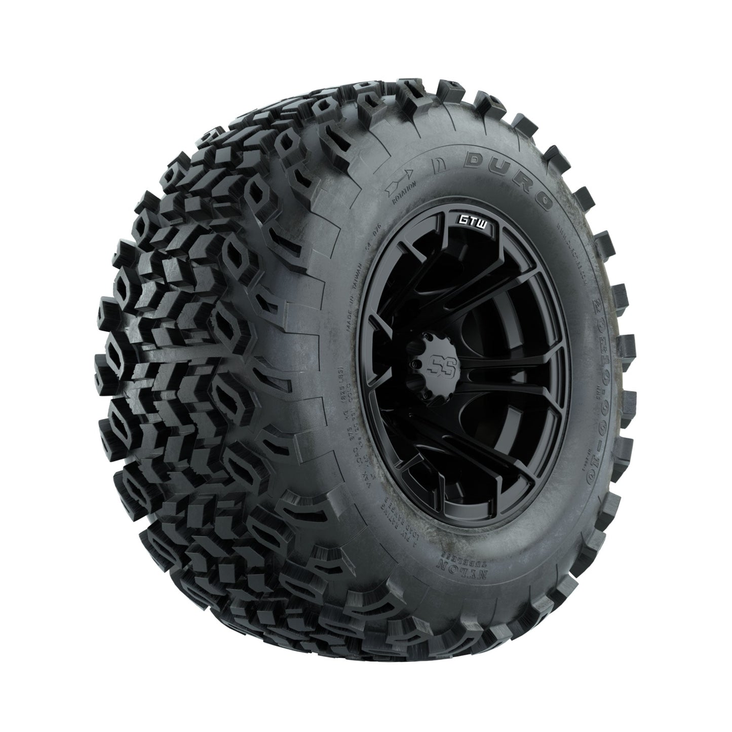 GTW Spyder Matte Black 10 in Wheels with 20x10-10 Duro Desert All Terrain Tires Full Set