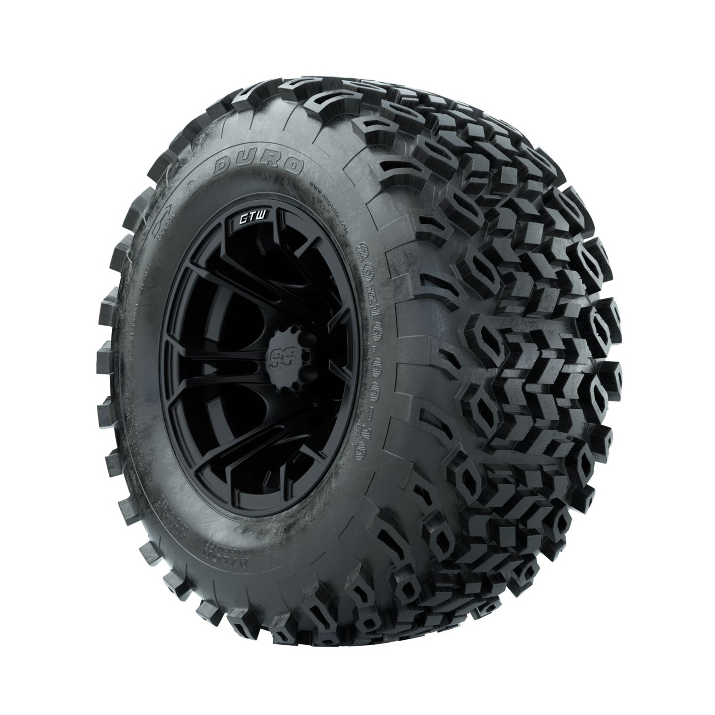 GTW Spyder Matte Black 10 in Wheels with 20x10-10 Duro Desert All Terrain Tires Full Set