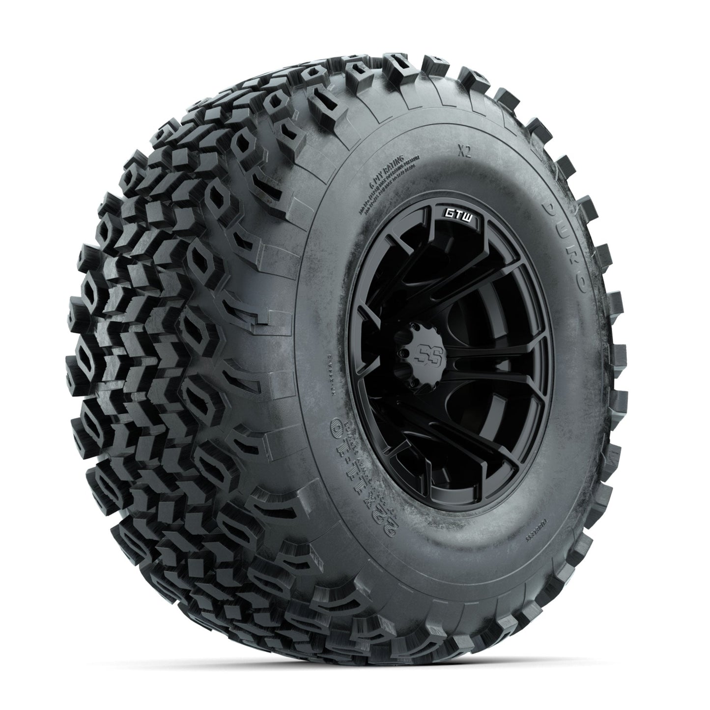 GTW Spyder Matte Black 10 in Wheels with 22x11-10 Duro Desert All Terrain Tires Full Set